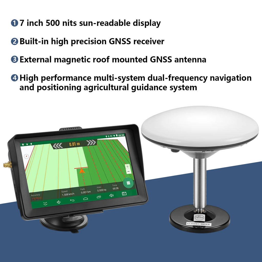 7 in Agricultural Tractor GPS Guidance System High Precision Farming GPS Strong Anti - Interference GNSS Antenna, Suitable for Plowing Sowing Farmland and Weeding Automatic Positioning GPS Navigator