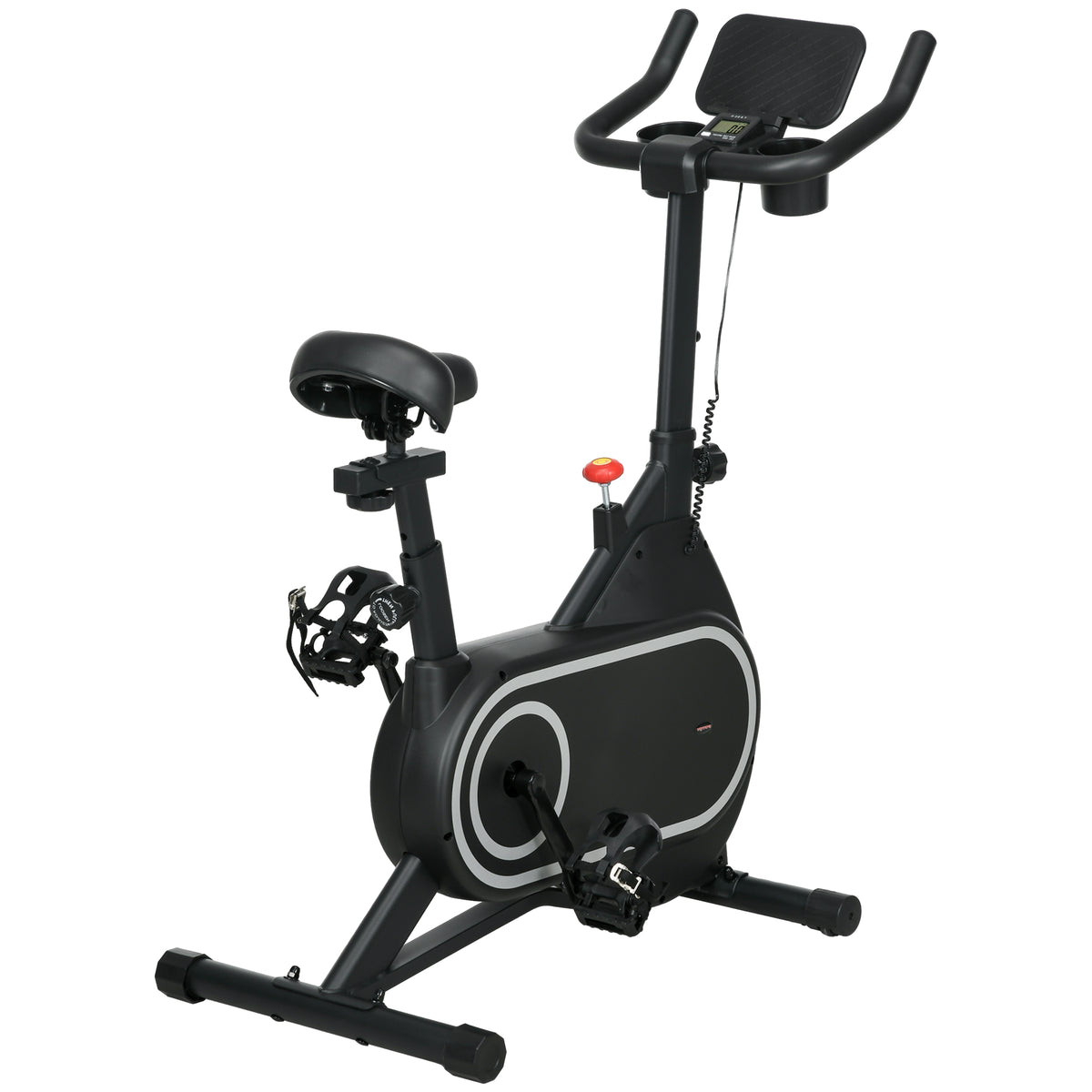 SPORTNOW Heimfahrrad leises Schwungrad LCD-Display verstellbarer Lenker und Sitz Tabletthalter Flaschenhalter aus Stahl