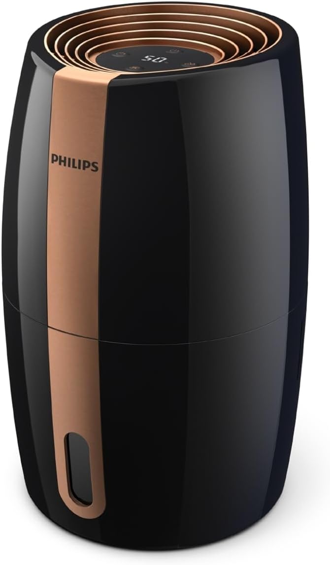Philips HU2718/10 2000 Series Luftbefeuchter 2L – NanoCloud, 200ml/h, 32m², 3 Stufen, 15h, Schwarz/Kupfer