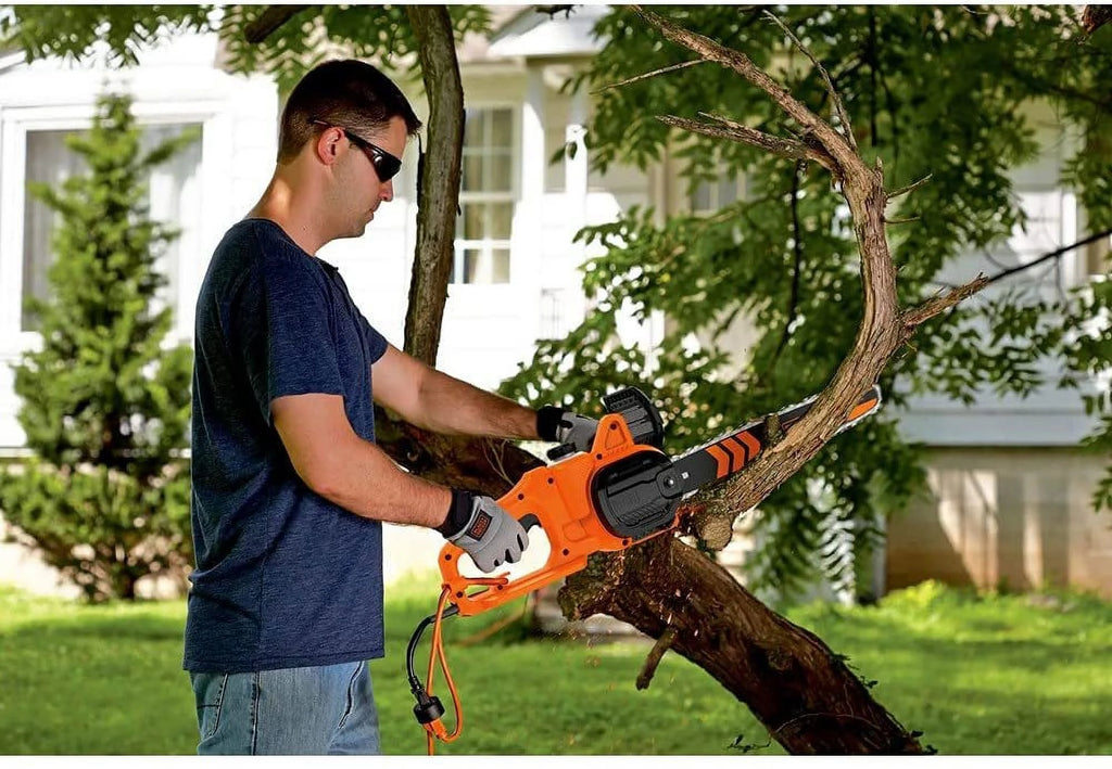 BLACK+DECKER BECS600 14 8 Amp Corded Electric Chainsaw, Smooth Operation, Bolt Lock Tensioning
