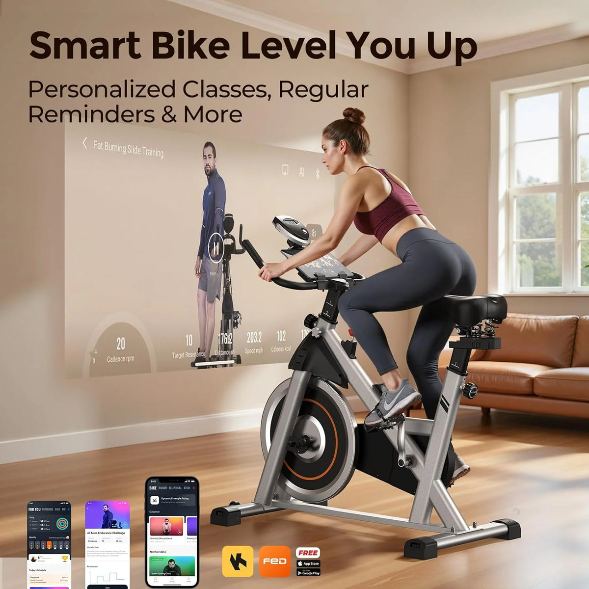 YOSUDA Exercise Bike Stationary Indoor Cycling Bike for Home 300 lb Weight Capacity, Comfortable Seat Cushion and LCD Monitor