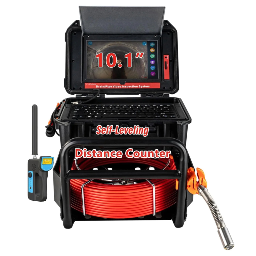 Aoile Sewer Camera with Locator, 10.1" Drain Camera with 30m/100ft Cable, Pipe Camera W/12 Adjustable Leds & DVR, Waterproof IP68, Black