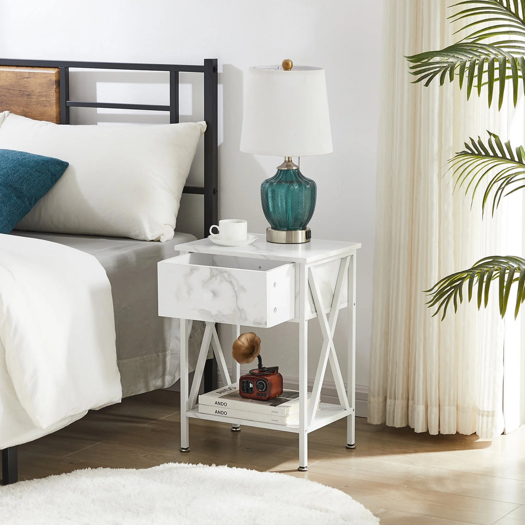 VECELO 3 - Piece Bedroom Set with Twin Size Bed Frame and 1 - Drawer Black Nightstands