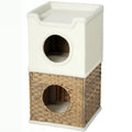 PawHut Innenturm für Katzen mit 3 Ebenen, Katzenturm mit Sisal-Kratzpfosten, 41 x 41 x 75,5 cm, Creme