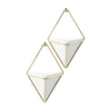 Umbra Small Trigg Wall, Set of 2, White/Brass