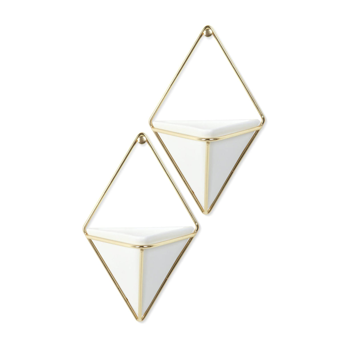 Umbra Small Trigg Wall, Set of 2, White/Brass