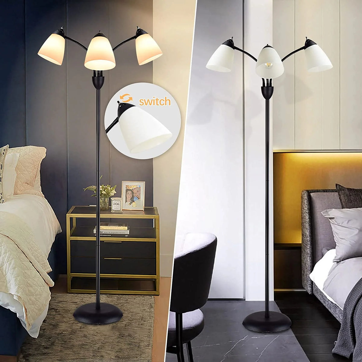 DINGLILIGHTING Floor Lamp Tall for Room: Flexible Gooseneck Floor Lamps Standing for Bedroom Home Office - Modern Floor Lights 5 - Light