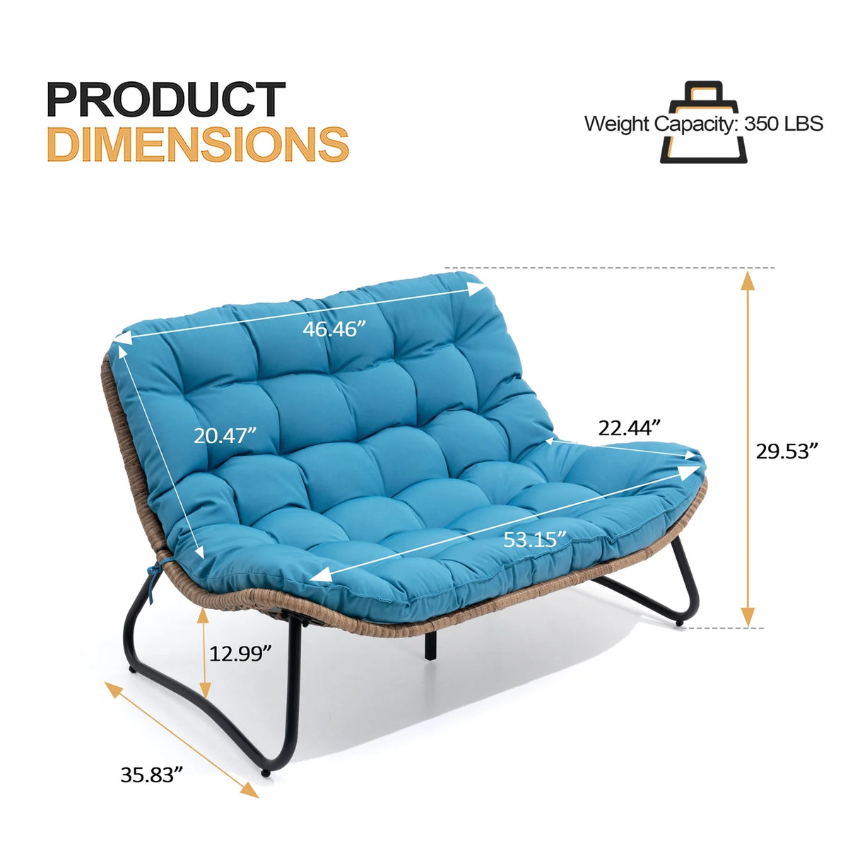 Crestlive Products Patio Loveseat, All - Weather Rattan Large Furniture with Soft Cushions, Outdoor Loveseat for Balcony, Poolside, Backyard (Beige)