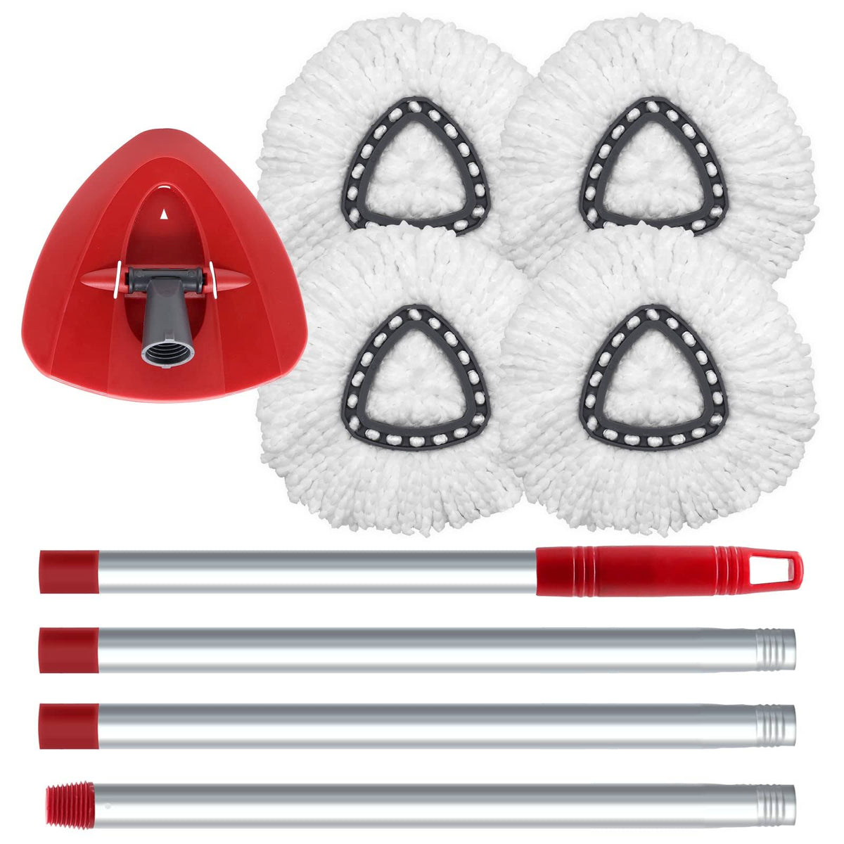 4 Pack Spin Mop Replacement Head for O Cedar 1 Tank, 30-58" Mop Handle and Mop Base Compatible with O-Cedar EasyWring,Mop Head Replace,Mop Refills
