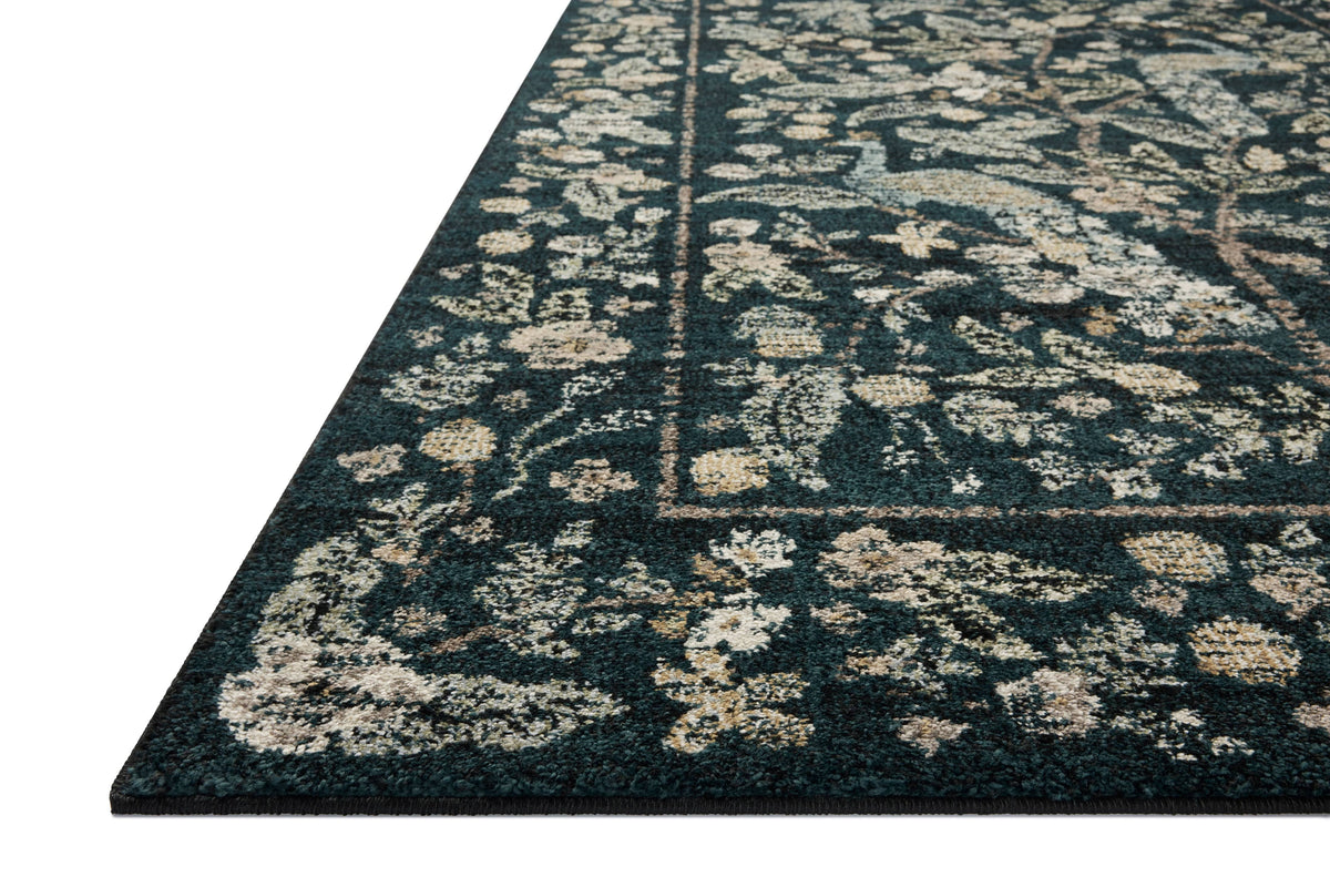 Rifle Paper Co. x Loloi 5'3" x 7'8" Navy Laurel Peacock Garden (LAU-05) Area Rug