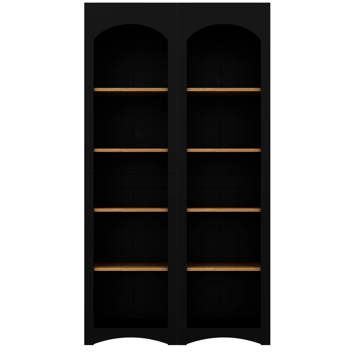 72"h Pantry Pair, 2, Adjustable Shelves, , Black Finish 2 Bookcase, Cabinet with Vintage Style