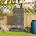 Outsunny Raised Garden Bed with Trellis for Climbing Plant Vine, Gray