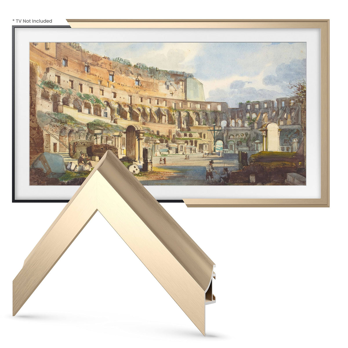 Deco TV Frames 32" Customizable Alloy Scoop Frame for Samsung The Frame TV 2021-2023 (pale Gold)