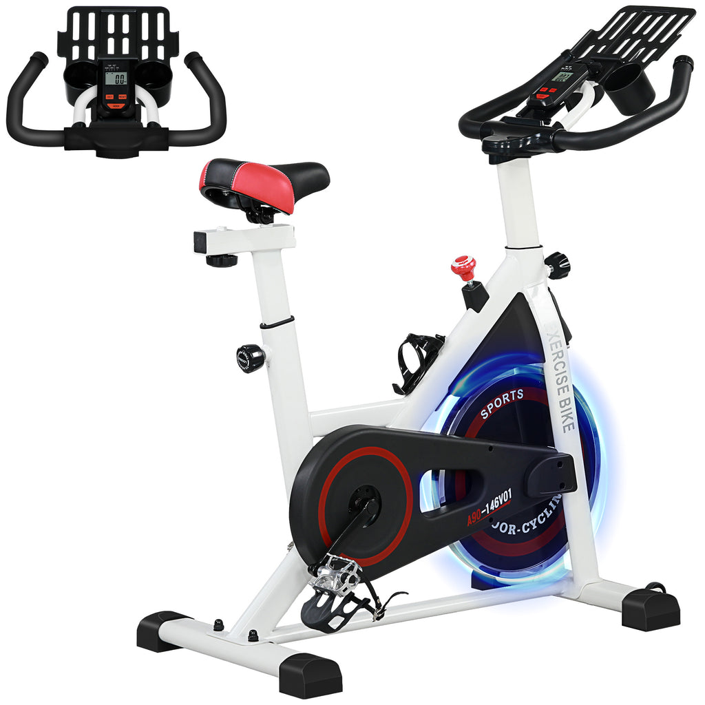 HOMCOM Ergometer, einstellbarer Widerstand, bis 120kg, Stahl, L103xB53xH100-114cm, Weiß/Schwarz