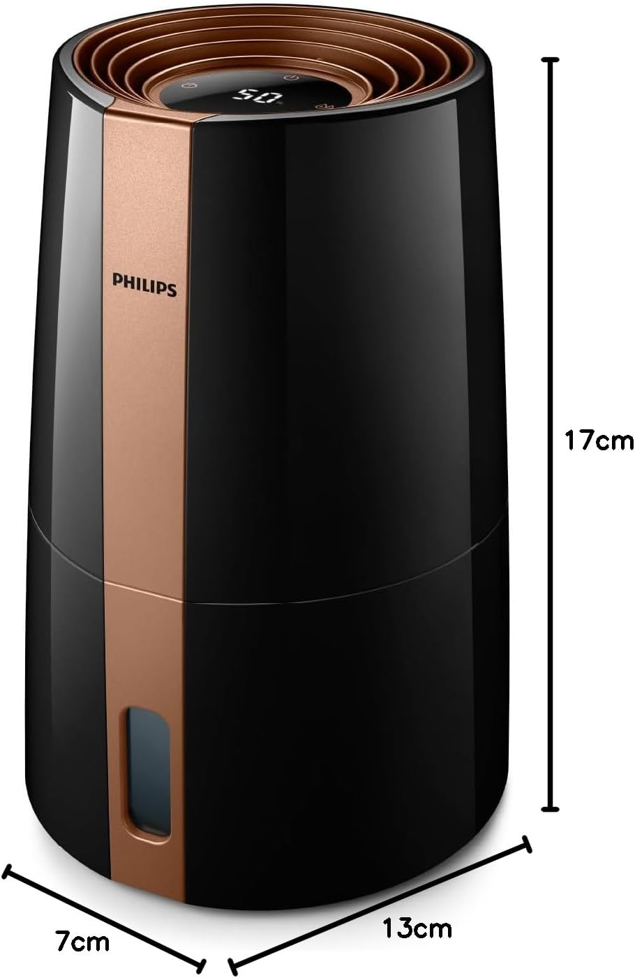 Philips HU3918/10 3000 Series Luftbefeuchter 3L – 99% bakterienreduziert, 45m², 360°, 9h Timer, Schwarz