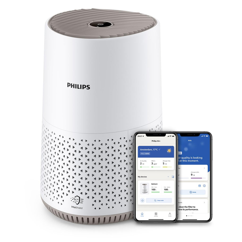 Philips AC0651/10 Luftreiniger 44m² – NanoProtect HEPA, AeraSense, 19dB, 12W, CADR 170m³/h, Air+ App, Weiß