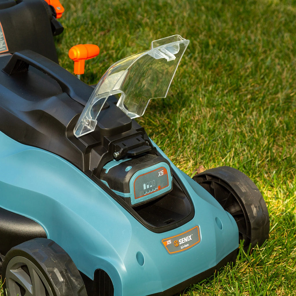 SENIX 40V Brushless 18in Deck Battery Lawn Mower, 17in Cutting Blade, 2 - in - 1 Mulching & Bagging Cordless Push Mower, 6 - Position Adjustment, LPPX2 - M5