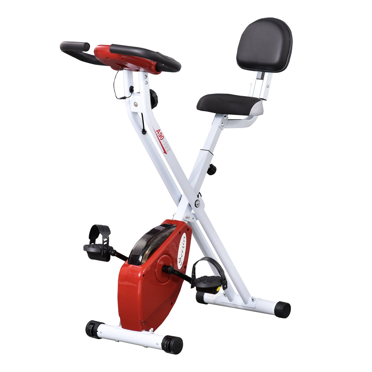 HOMCOM Heimtrainer mit Magnetwiderstand, 8-Stufen, höhenverstellbar, LCD-Display, Rot + Weiß