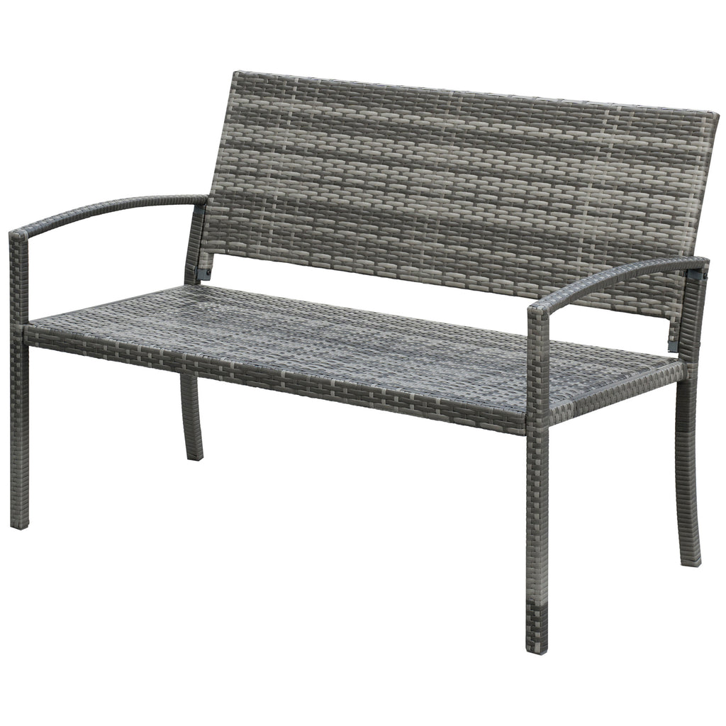 Outsunny Gartenbank, in Rattanoptik, mit Stahlrahmen, für 2 Personen, Braun, 122 x 60 x 87cm