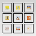 Set of 9 Gallery Frame Set 10" x 10" Matted to 5" x 5" Black - Room Essentials