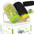 Kitmiido Seed Sprouting Jar Kit, 2 Mason Jars with Screen Sprout Lids, 2 Blackout Sleeves, Drain Tray, Stainless Steel Stand, Sprouts Growing Kit
