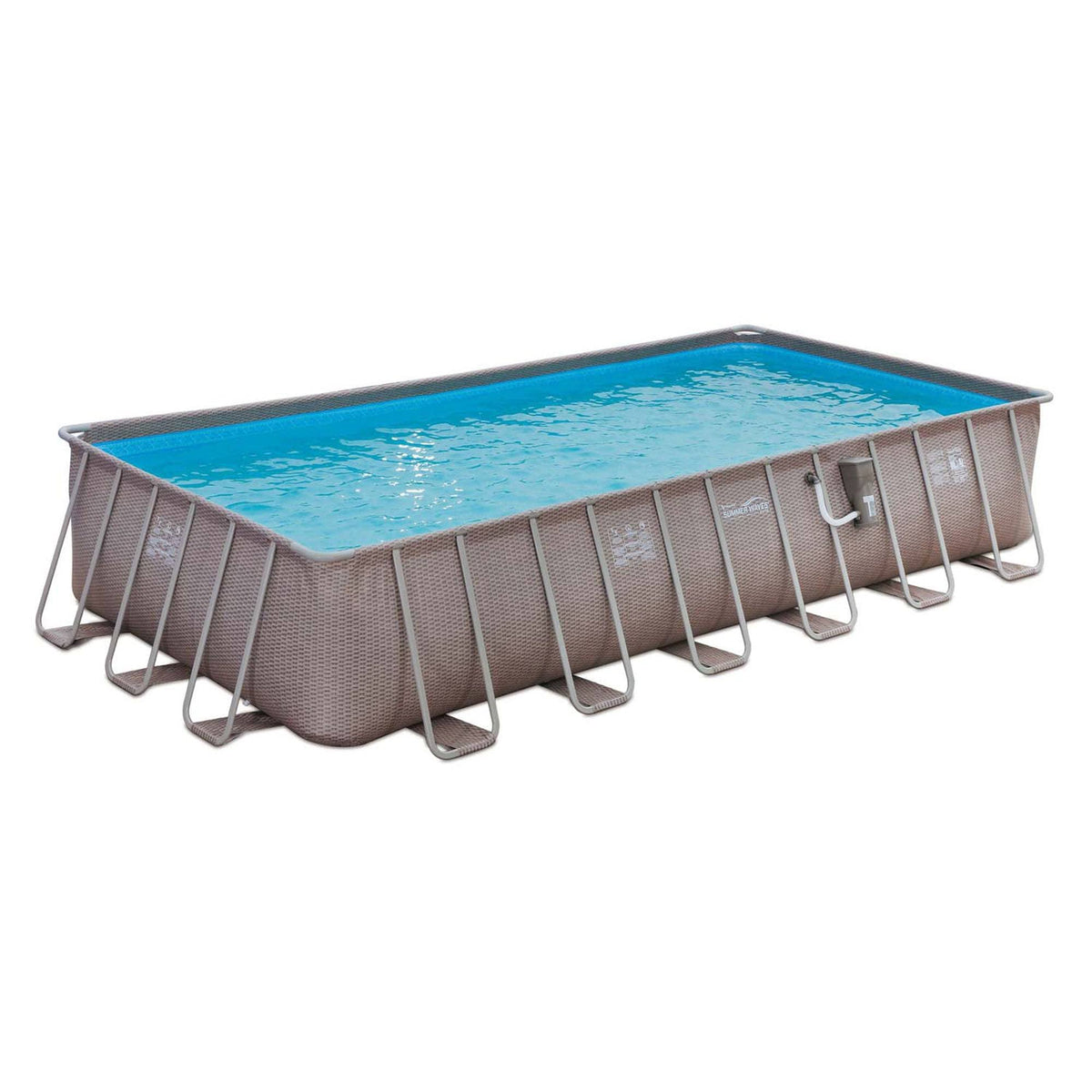 Summer Waves 24ft x 12ft x 52in Above Ground Rectangle Frame Pool Set Brown
