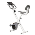 HOMCOM Magnetisches faltbares Heimfahrrad Fitnessfahrrad Innenfahrrad mit großem Komfort verstellbarer Sattel Rückenlehne gepolsterte Griffe LCD-Display Tablettenhalter Stahl Weiß Grau