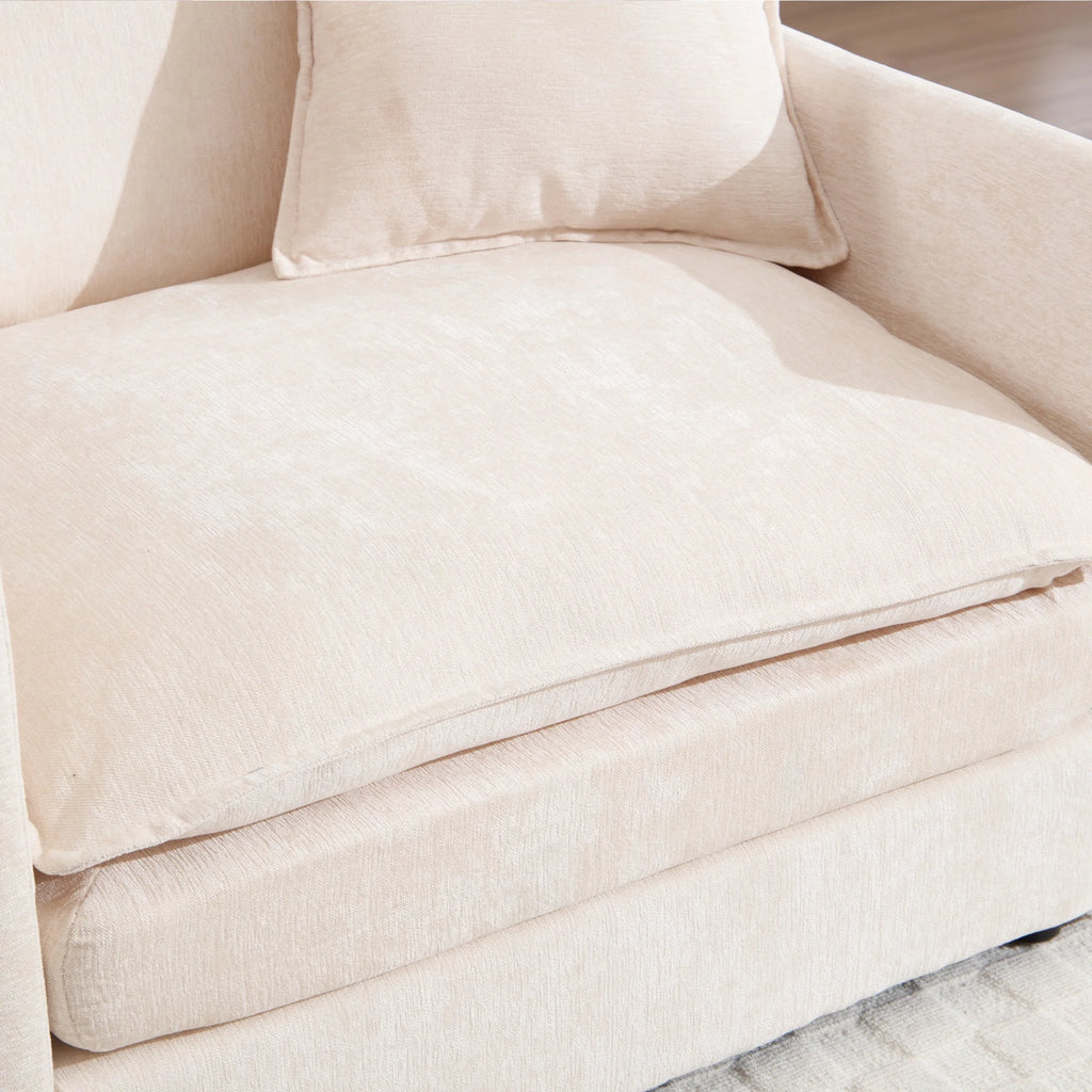 Muumblus Oversized Lounge Chair with Ottoman, Cloud Accent Armchair for Living Room, Beige Chenille
