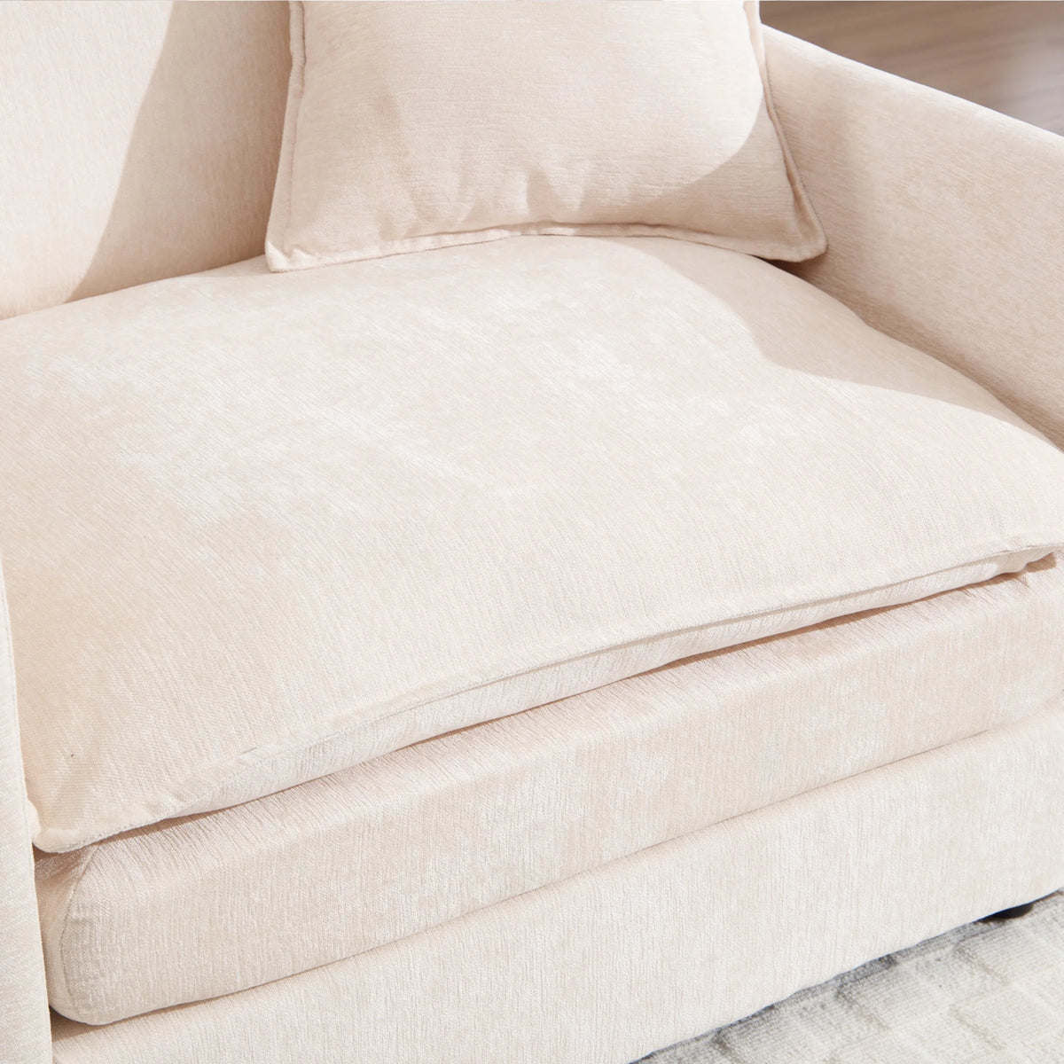 Muumblus Oversized Lounge Chair with Ottoman, Cloud Accent Armchair for Living Room, Beige Chenille