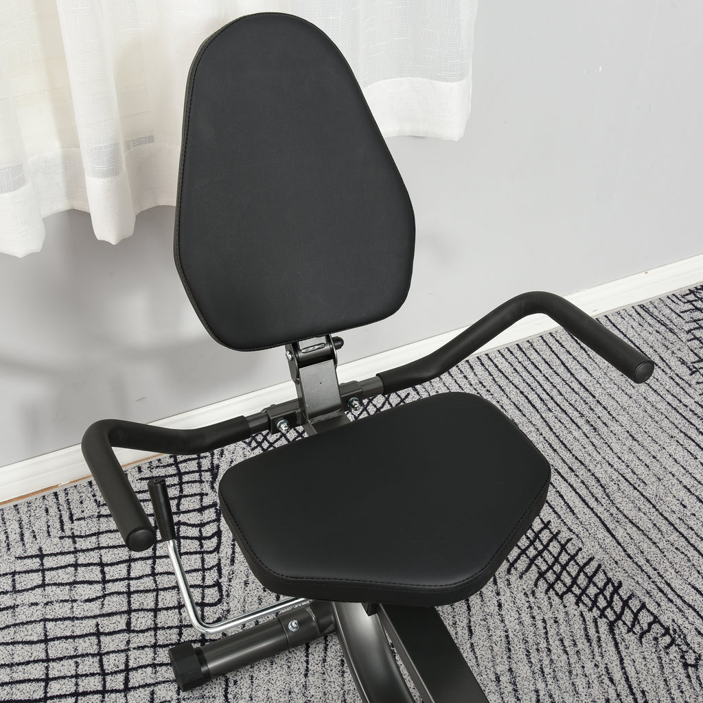 HOMCOM Liege-Heimtrainer Hometrainer magnetisch LCD-Display verstellbarer Sitz 2 Widerstandsbänder schwarz