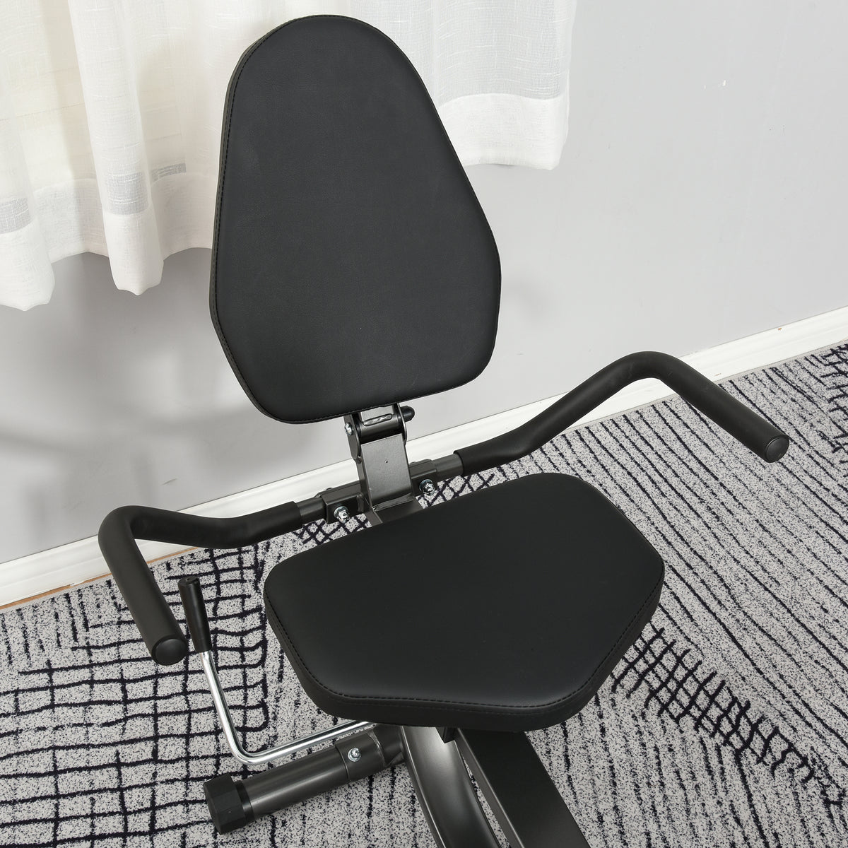 HOMCOM Liege-Heimtrainer Hometrainer magnetisch LCD-Display verstellbarer Sitz 2 Widerstandsbänder schwarz
