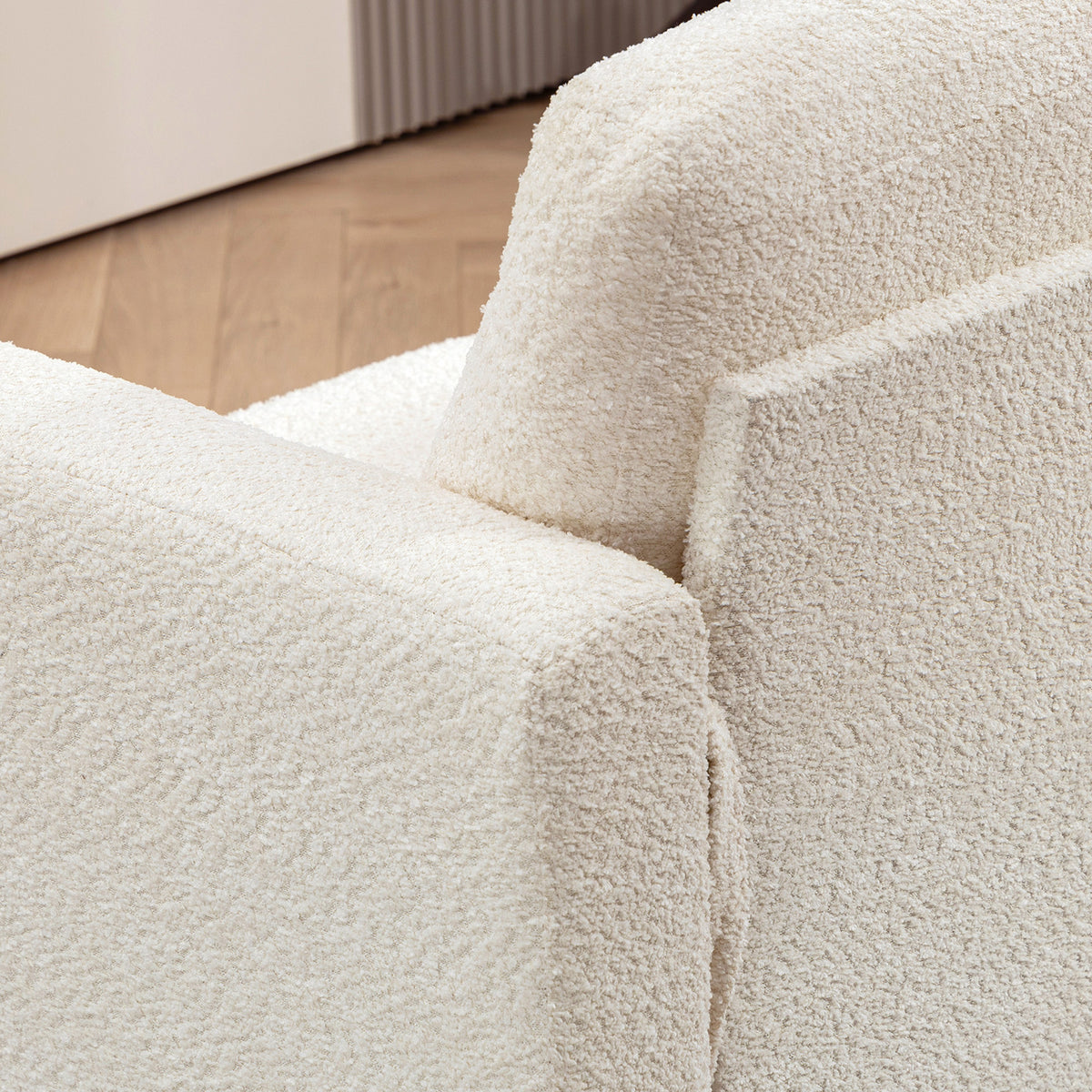 HOMCOM 2-Sitzer-Sofa 120 cm mit abnehmbaren Rückenkissen, Chenille-Stoff für Wohnzimmer, Schlafzimmer, Büro, beige