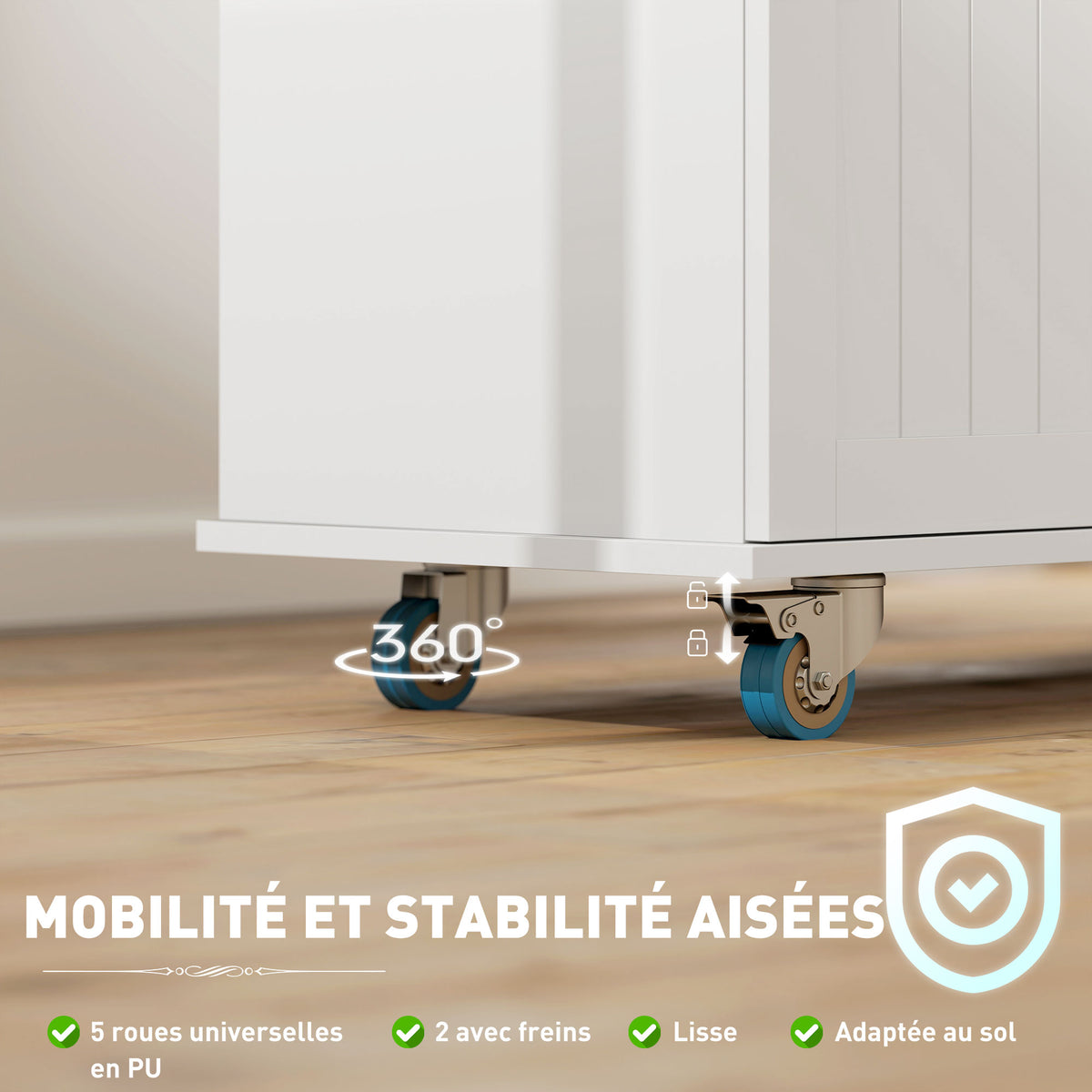 HOMCOM Mobile Kücheninsel mit Steckdose und USB-Port, klappbare Arbeitsplatte, verstellbares Regal Weiß