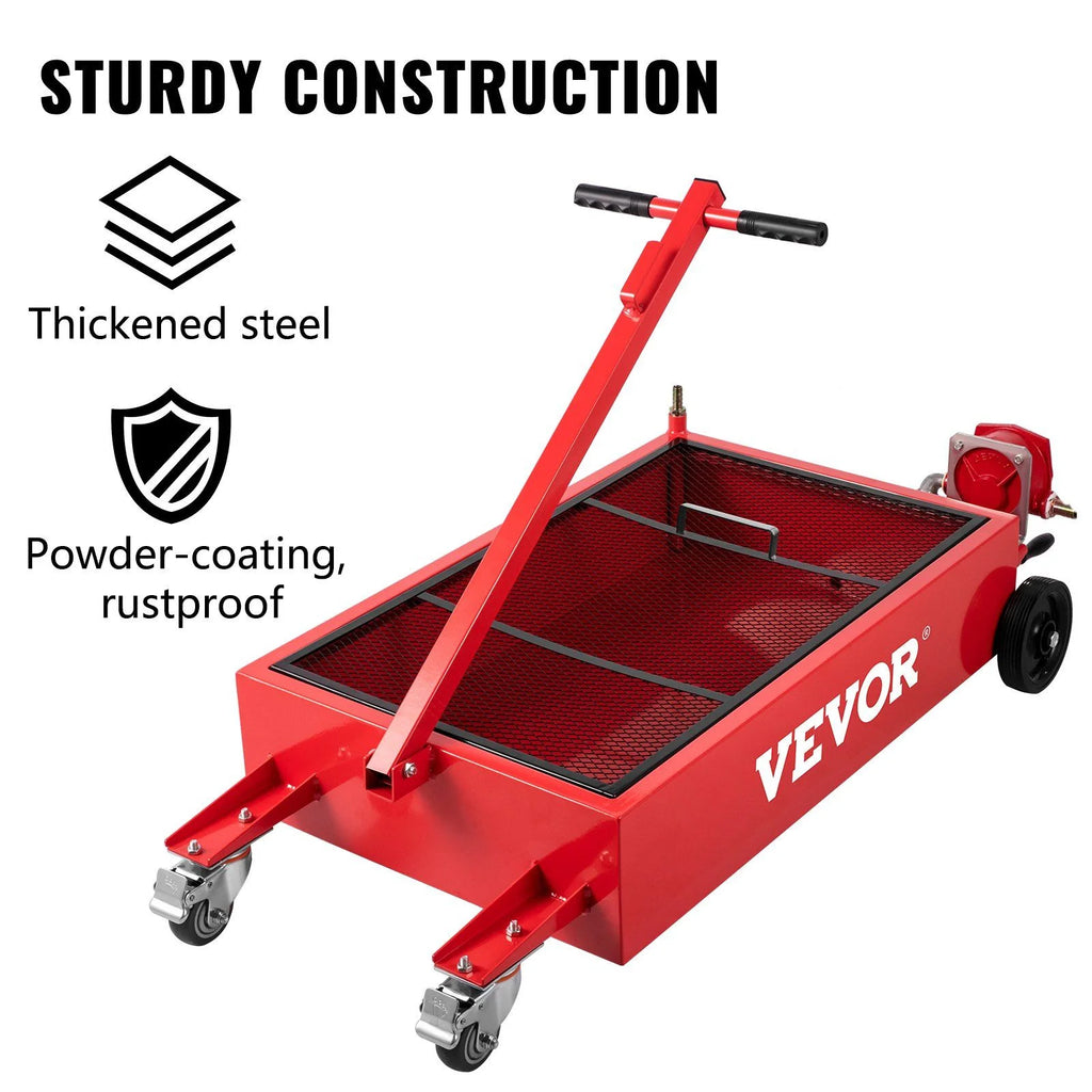 Large 20 Gallon Oil Drain Pan 76 L Capacity, Includes Pump, Hose & Swivel Wheels, Low Profile Oil Change Tank for Cars, Suvs, Trucks