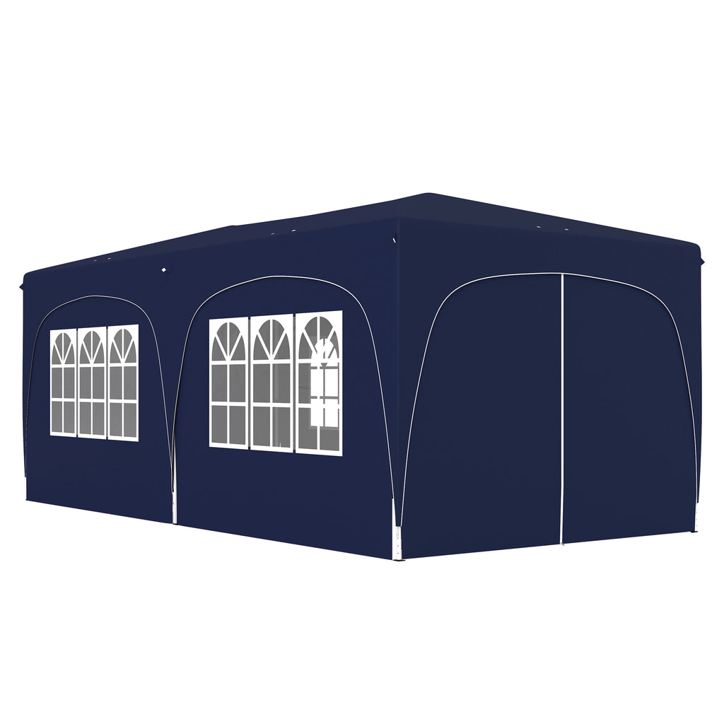 Outsunny 3 x 6 m Pop-up Pavillon mit Seitenwänden, UPF50+ höhenverstellbares Gartenzelt mit Tragetasche und Sandsäcken