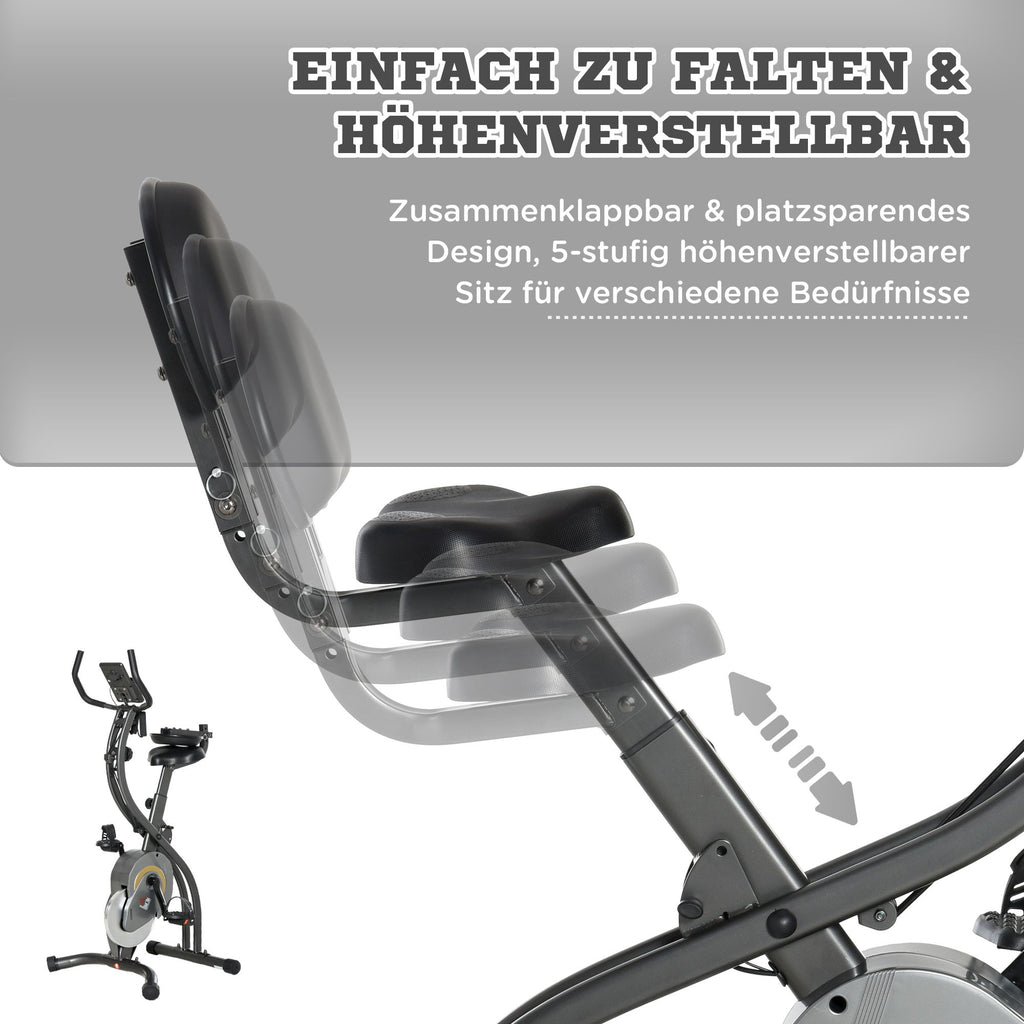 HOMCOM Heimtrainer X-Bike 2-in-1 Fahrradtrainer Trimmrad mit 1 Paar Spannseilen