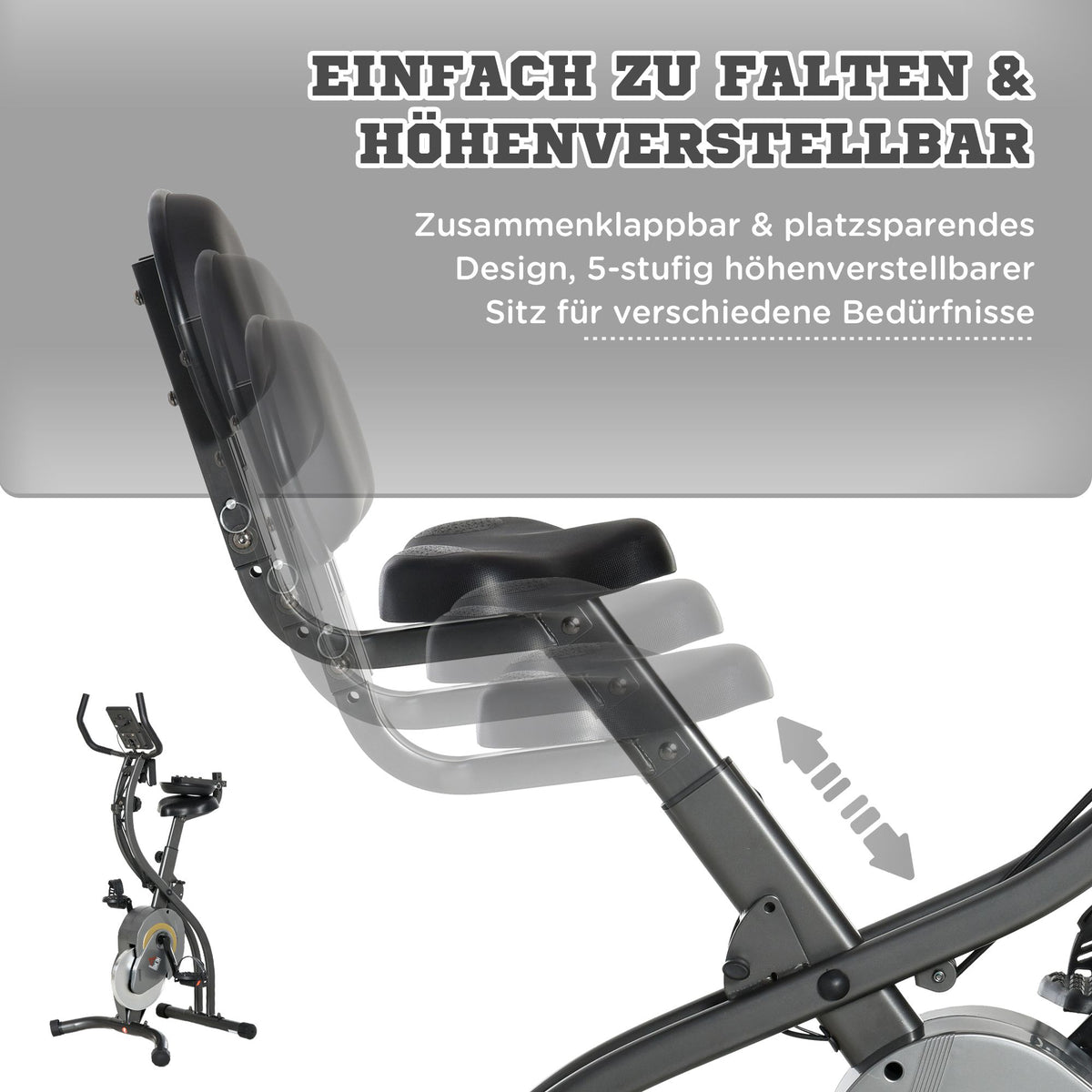 HOMCOM Heimtrainer X-Bike 2-in-1 Fahrradtrainer Trimmrad mit 1 Paar Spannseilen
