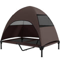 PawHut Hundeliege Outdoor mit Dach, Erhöhtes Hundebett für Große Hunde, 106 x 76 x 99 cm, Kaffee