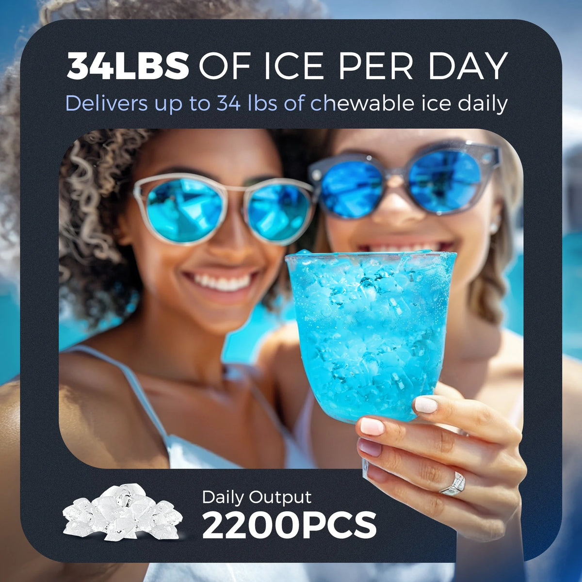 Simzlife Nugget Ice Maker Countertop, 34.9 lb per Day Chewable Pebble Nugget Ice Machine with Touch Screen for Home, Kitchen, Office, Stainless Steel, Black