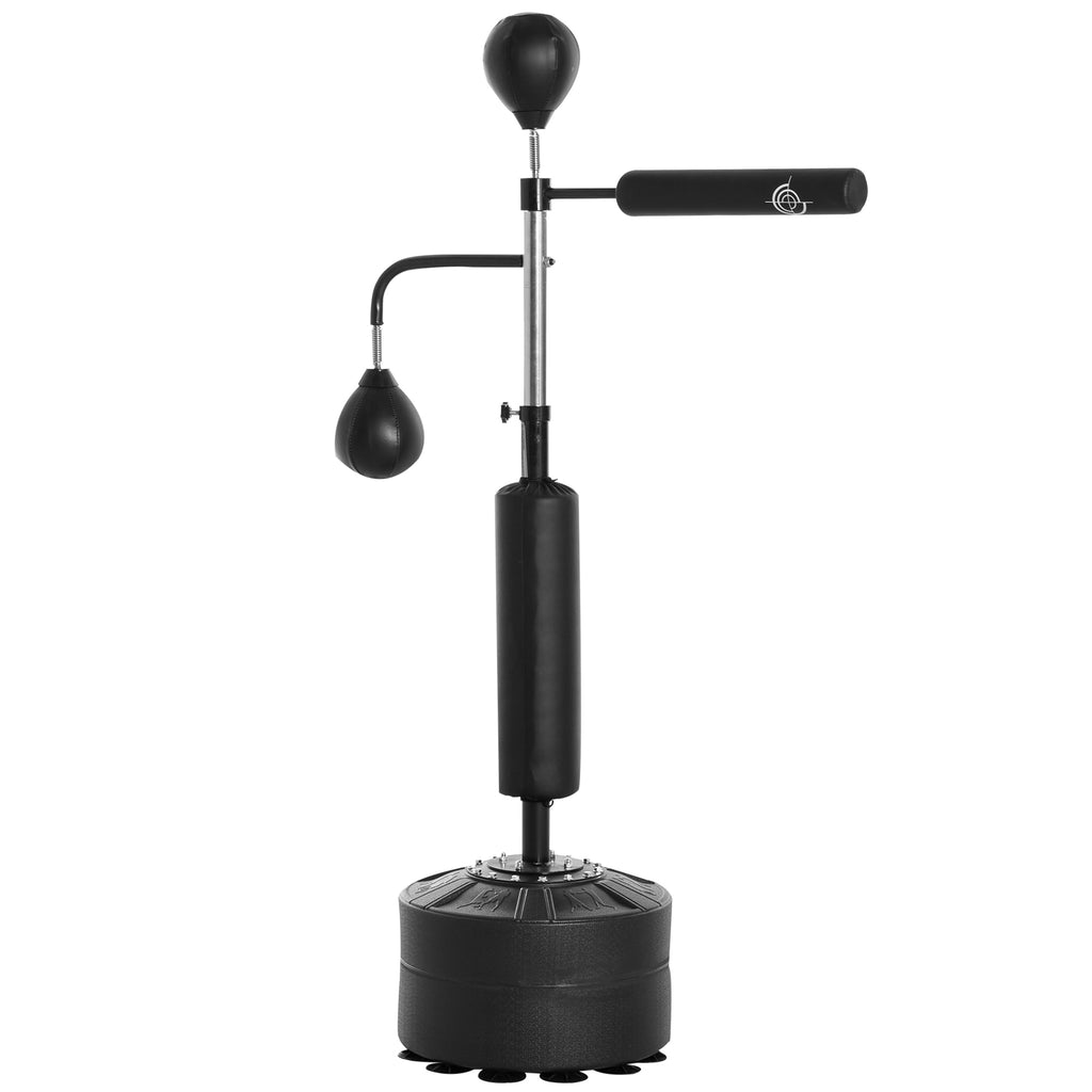 HOMCOM Boxstand Standbox-Trainer mit 2 Speedbällen Reflexstange und Saugnapf-Basis 160-230cm höhenverstellbar Geeignet für Erwachsene Jugendlichen Schwarz