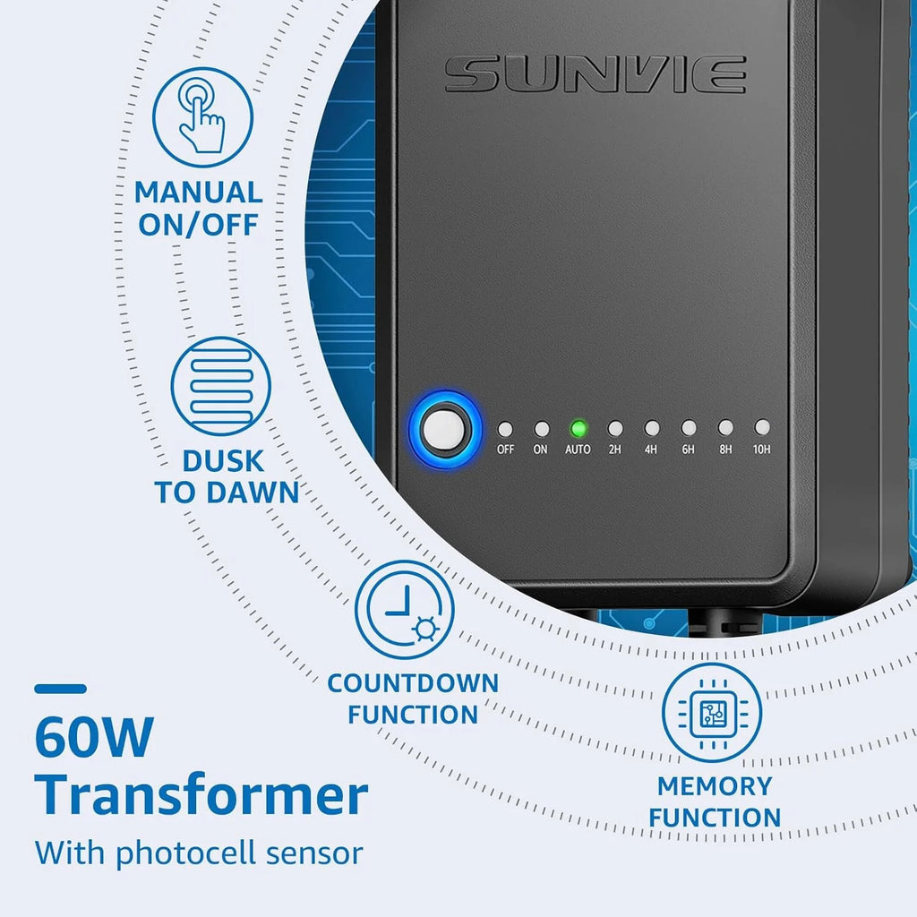 SUNVIE All - in - One Low Voltage Pathway Lighting Kit, 8 Pack LED Light with Transformer and Wire