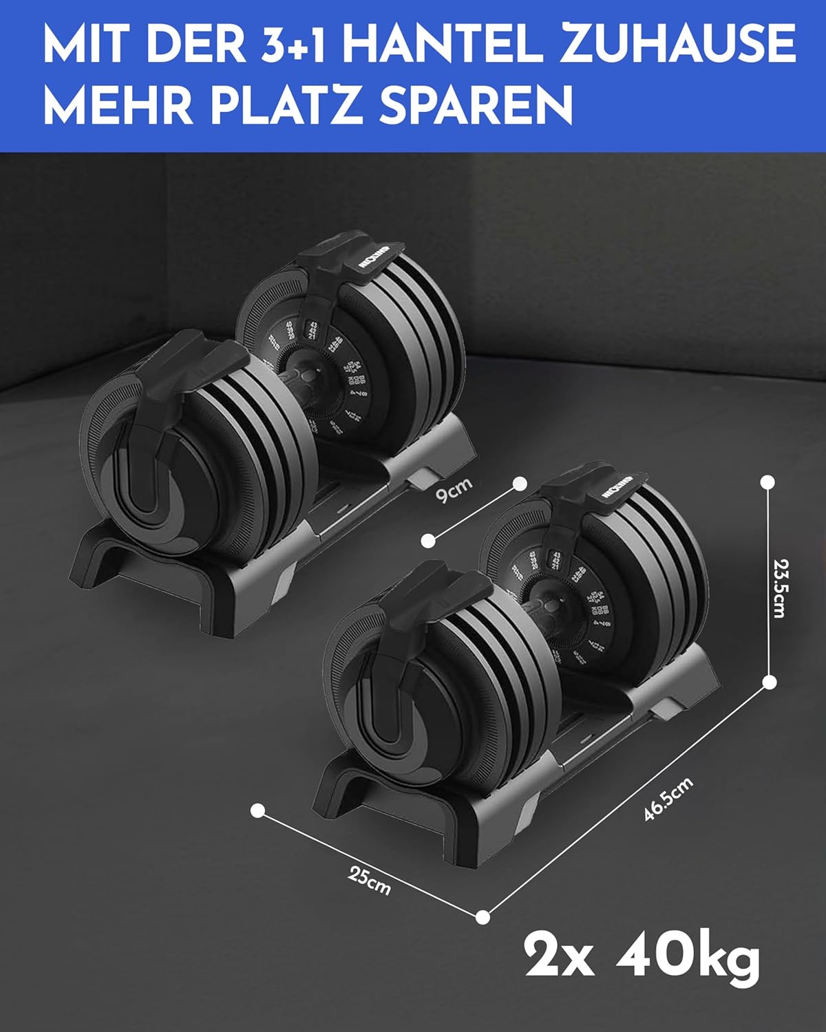 NEOLYMP Verstellbare Kurzhantel 2–40 kg mit Schnellverstellung, Einzelstück ✨