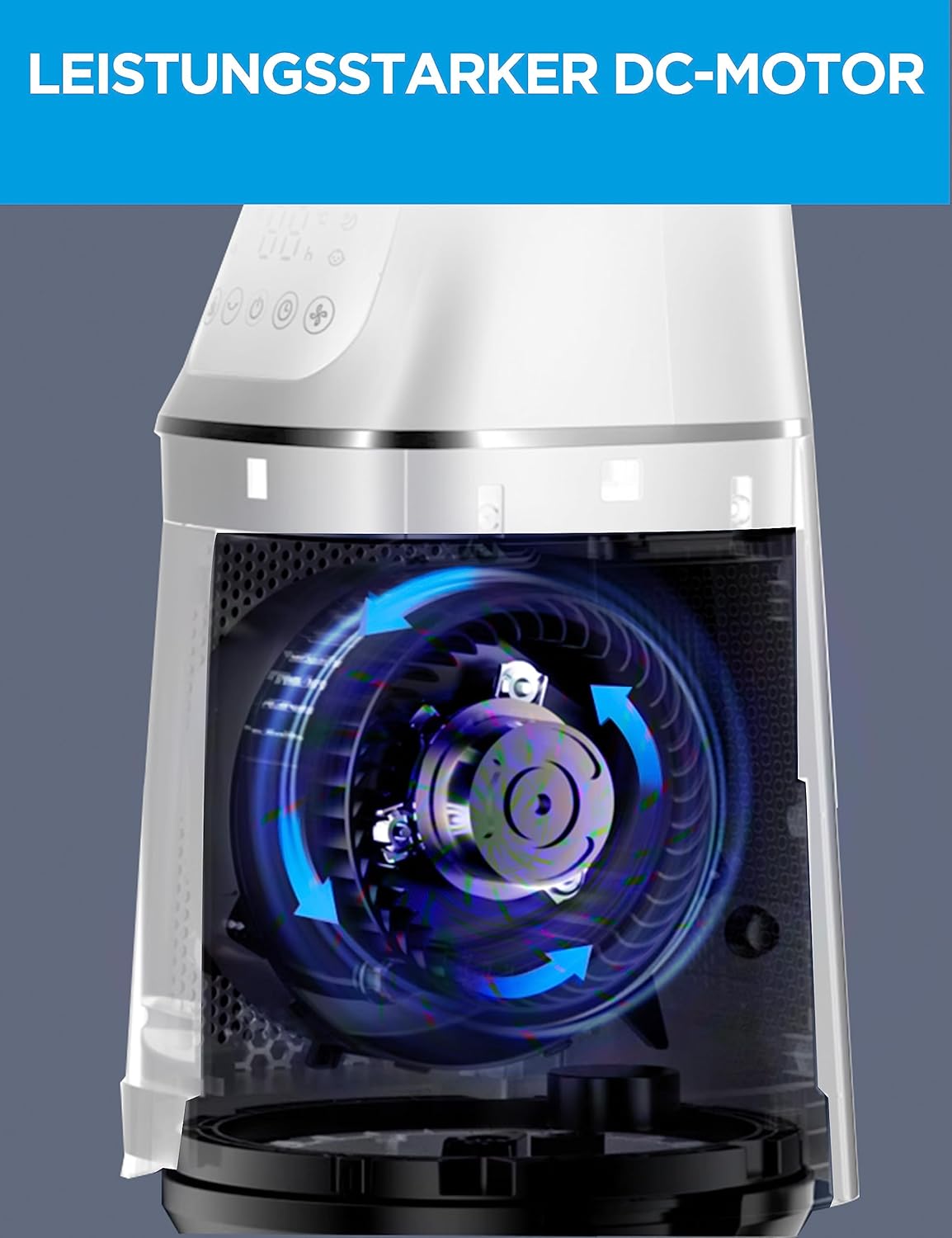 Midea MFP-120 2-in-1 Luftreiniger & Ventilator 105,6cm – H13, SensiCool, 38dB, 10 Stufen, 12h Timer, Weiß