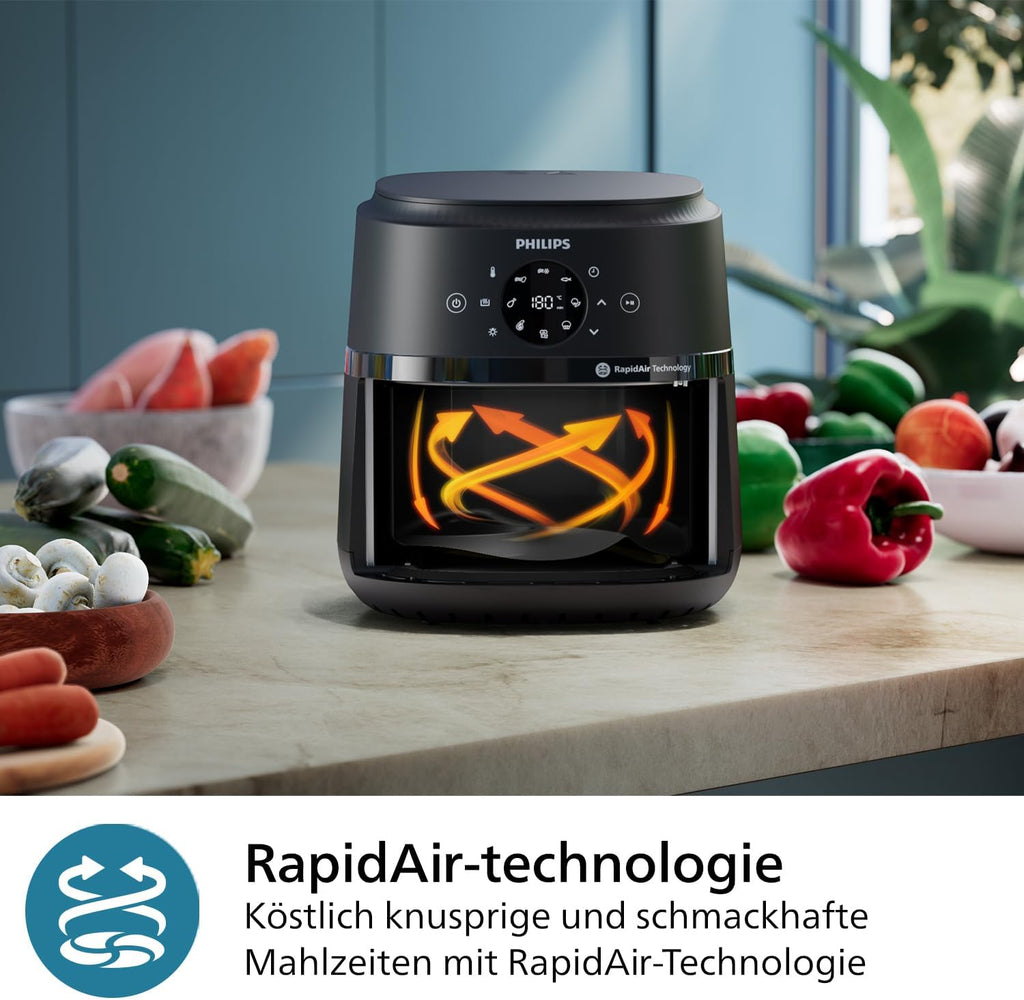 Philips NA229/00 Heißluftfritteuse 4,2L – 13-in-1, RapidAir, 9 Programme, Touchscreen, Schwarz