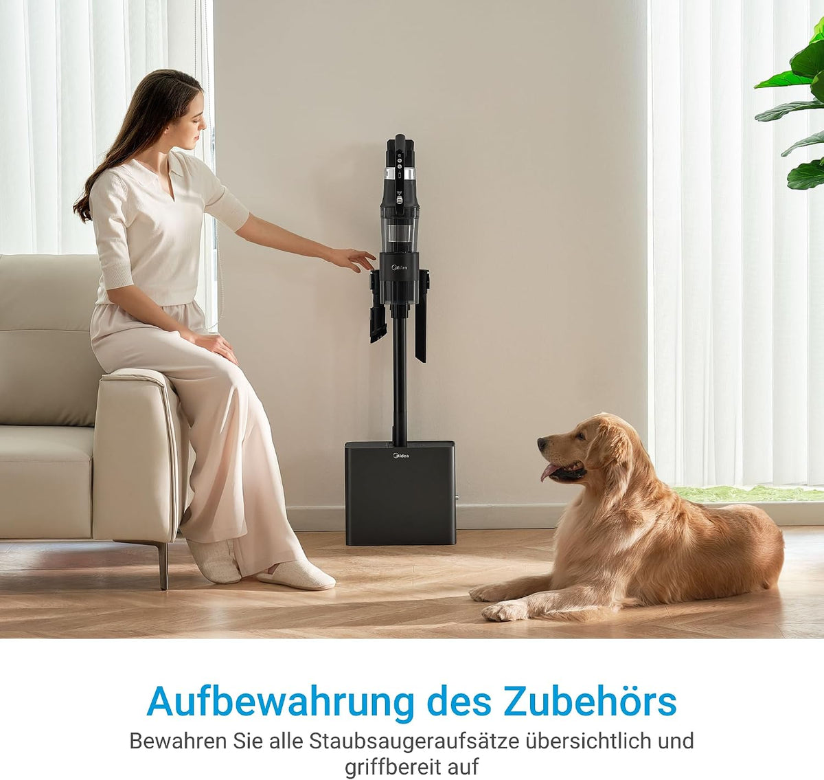 Midea P8 Plus 2-in-1 Akku-Staubsauger 350W – 70 Min, 5-stufig HEPA, Absaugstation, Anti-Tangle