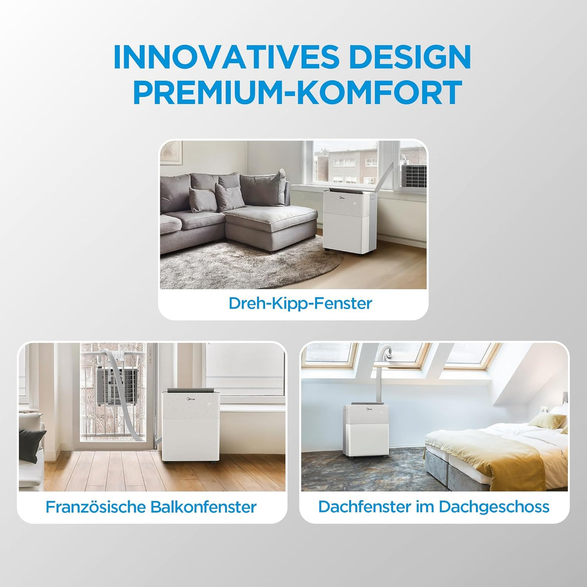 Midea PortaSplit-E Mobiles Klimagerät 12.000 BTU – Heizen & Kühlen, Inverter, App-Steuerung, Pfirsich