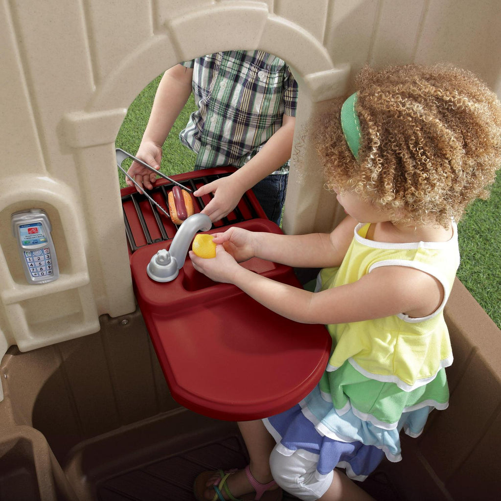 Step2 Happy Home Cottage & Grill Brown Playhouse Plastic Kids Outdoor Toys