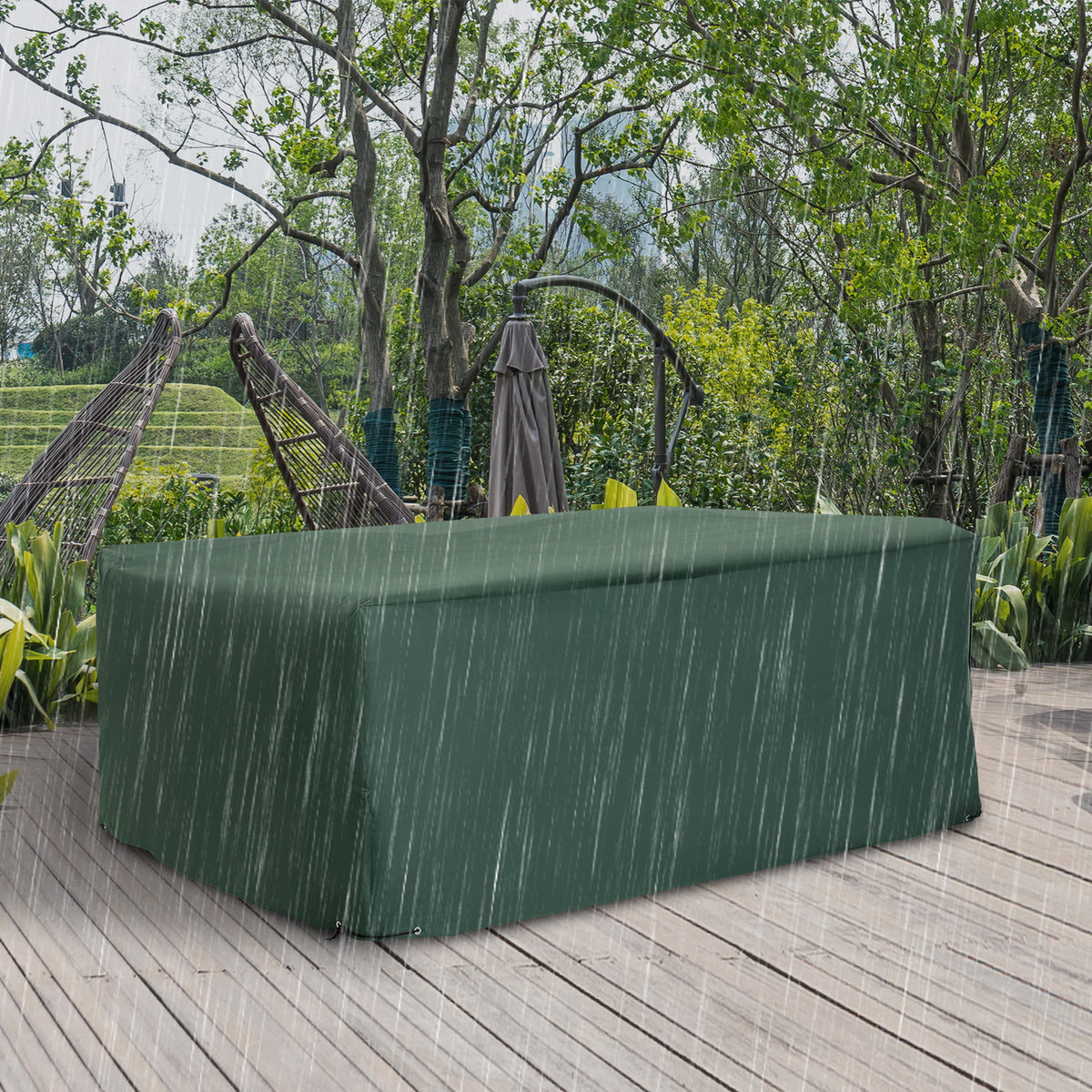 Outsunny Schutzhülle Abdeckung Abdeckhaube für Gartenmöbel 600D-Oxford Grün 210 x 140 x 80 cm