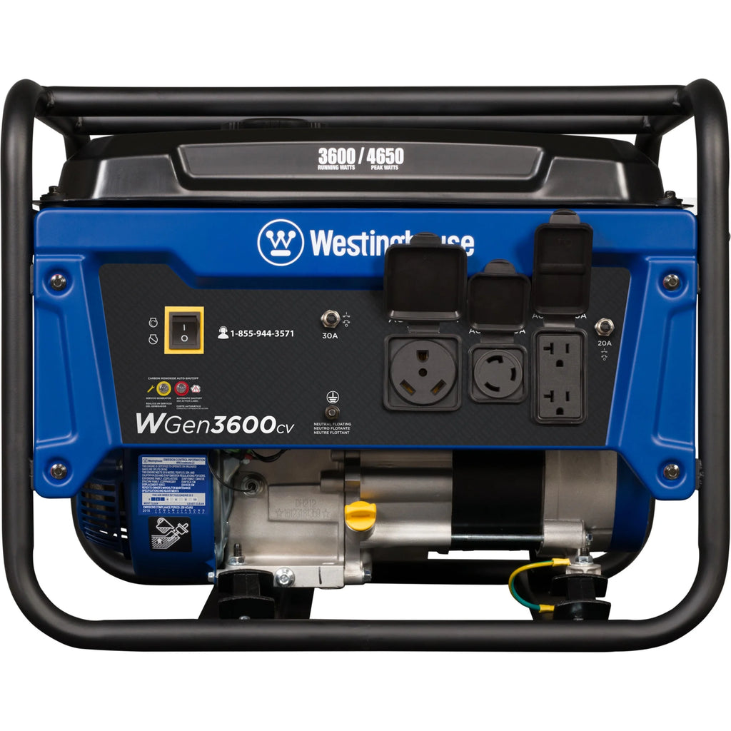 Westinghouse 4650 Peak Watt Portable Gas Powered Generator, Recoil Start, RV Ready Outlet, CO Sensor