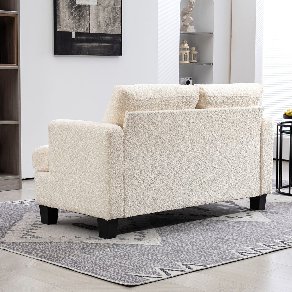 HOMCOM 2-Sitzer-Sofa 120 cm mit abnehmbaren Rückenkissen, Chenille-Stoff für Wohnzimmer, Schlafzimmer, Büro, beige